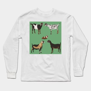 Nubian Goats Pattern Sage Long Sleeve T-Shirt